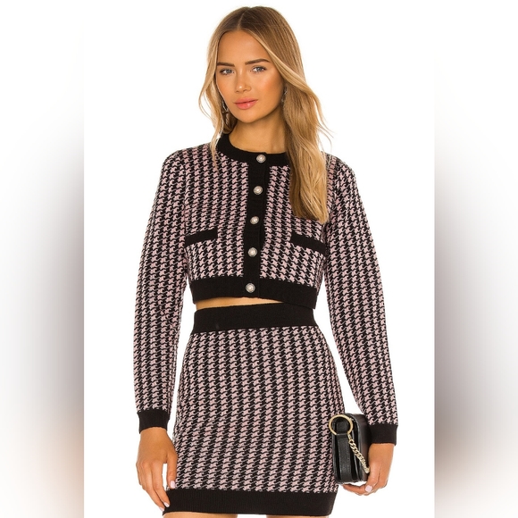 Majorelle Carrie houndstooth knit skirt set S - Picture 3 of 16